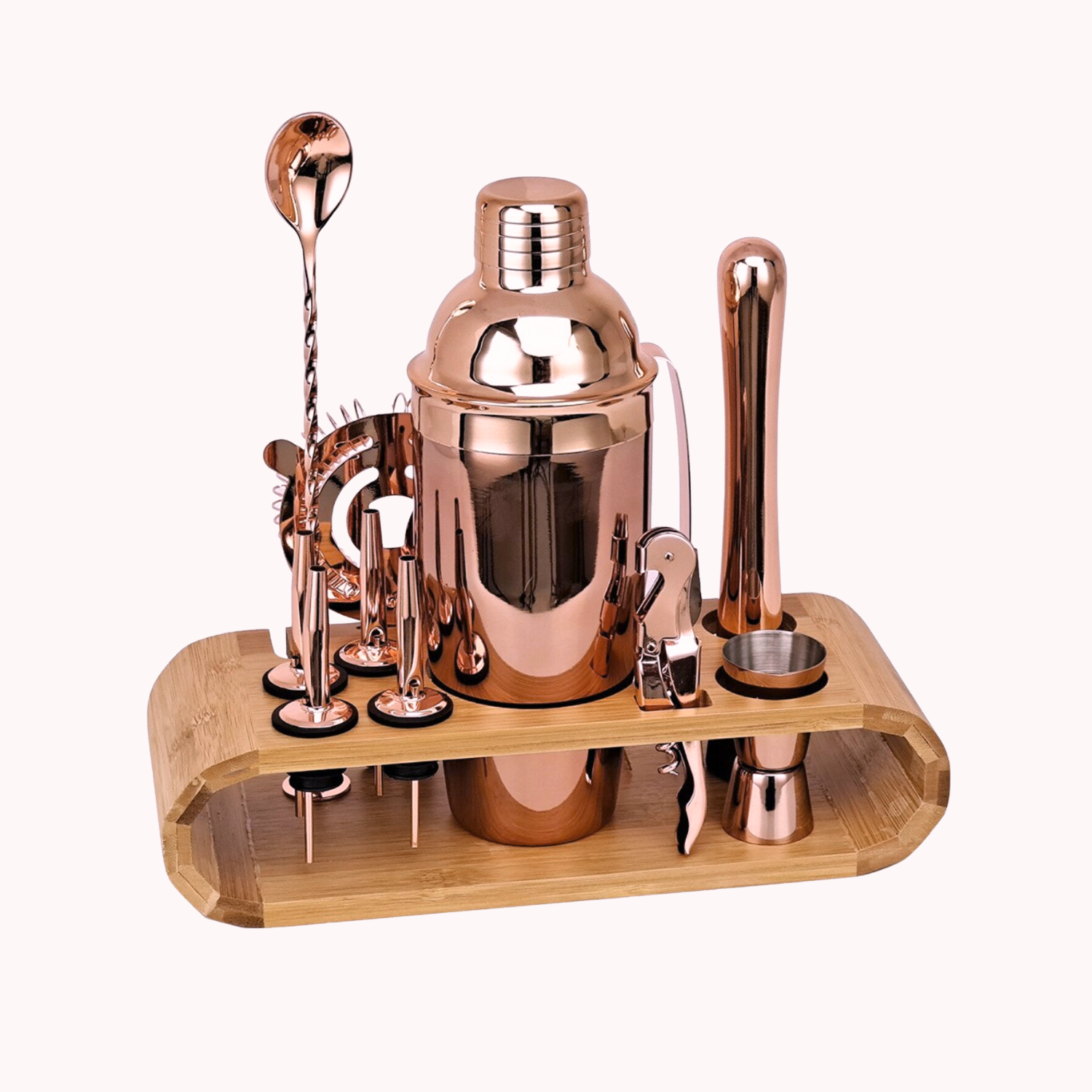 Set de Coctelería Rosa Premium con Soporte