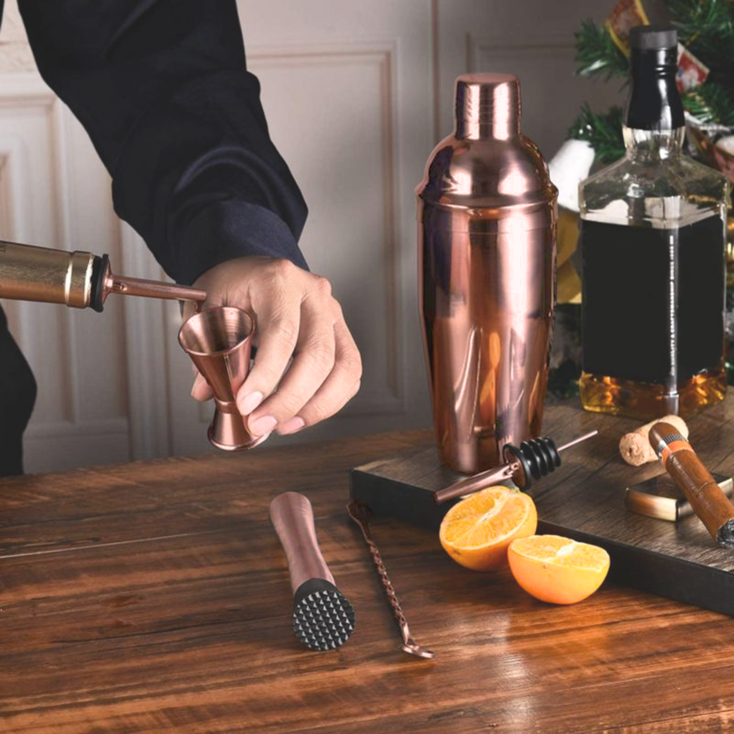 Set de Coctelería Rosa Premium con Soporte
