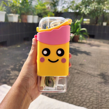 Botella De Agua Antiderrame Paleta Helado 380 Ml Amarillo