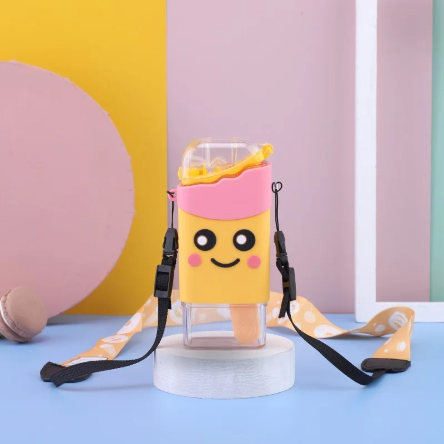 Botella De Agua Antiderrame Paleta Helado 380 Ml Amarillo