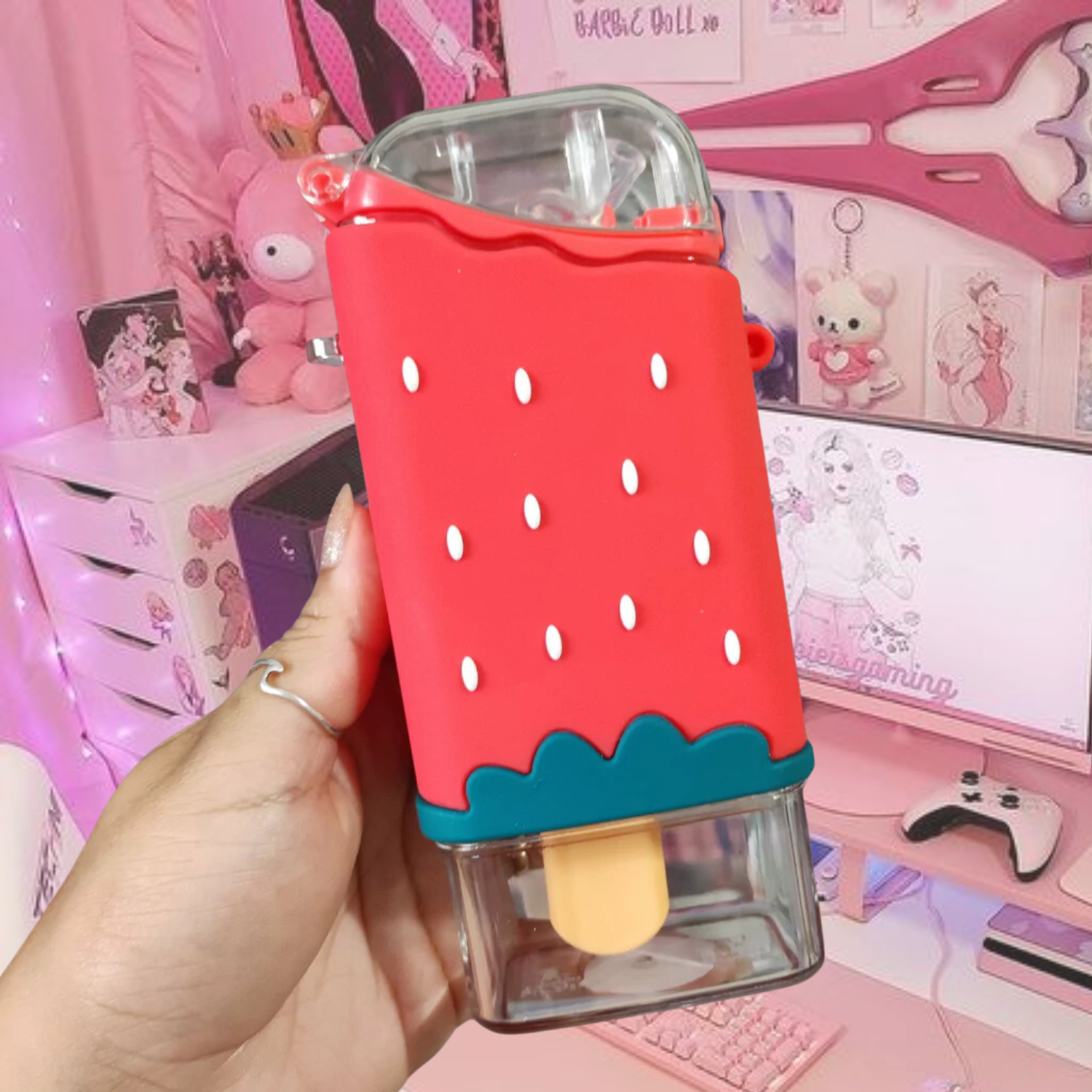 Botella Antiderrame Helado Fresa 380ml