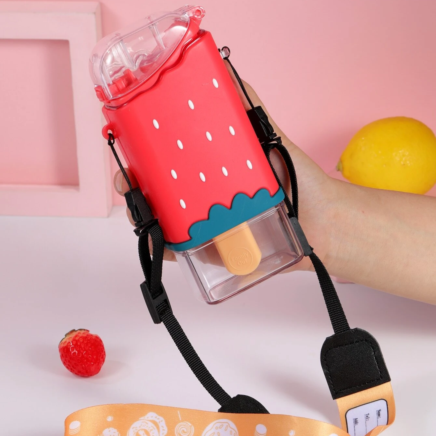 Botella Antiderrame Helado Fresa 380ml