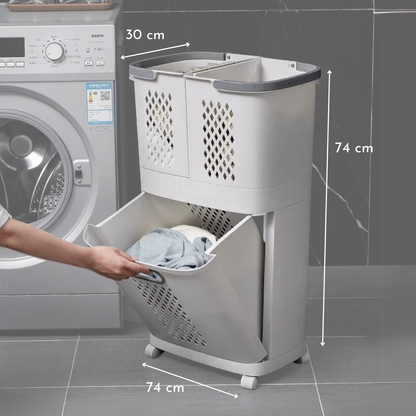 Canasto para Ropa con Ruedas y Cestas Desmontables