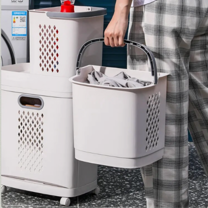 Canasto para Ropa con Ruedas y Cestas Desmontables