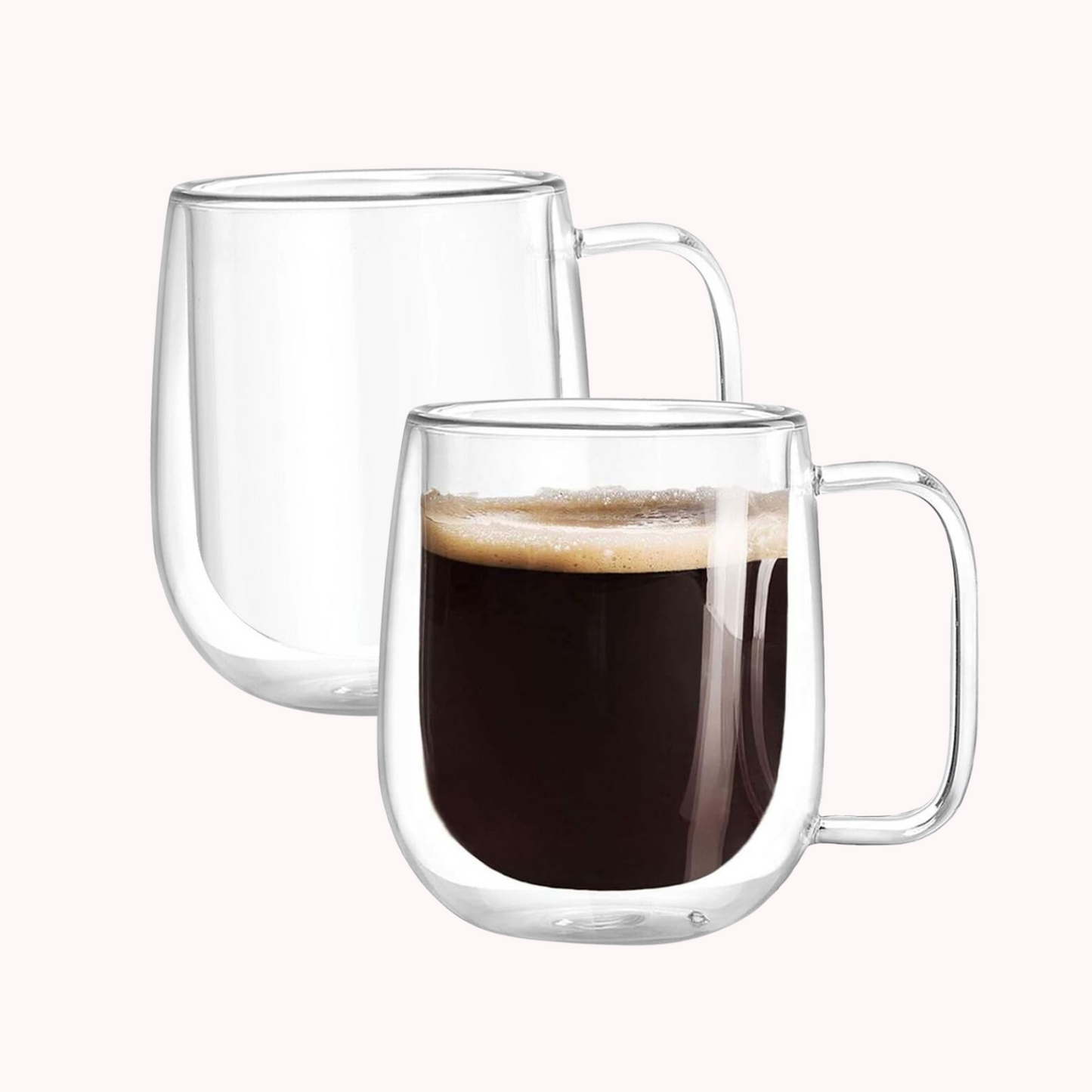 Set 2 Tazas Doble Pared Vidrio 350 ml