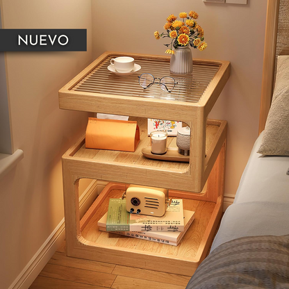 Mesa Lateral de Madera con Luz Led