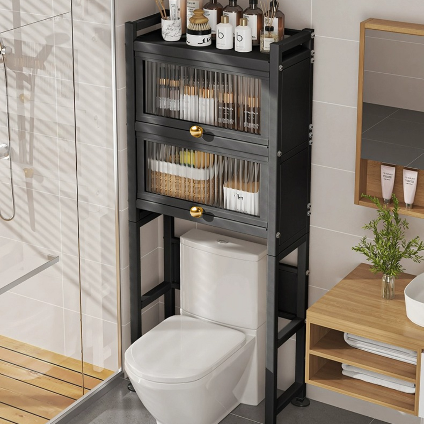 Estante de Lavandería Mueble Rack Negro