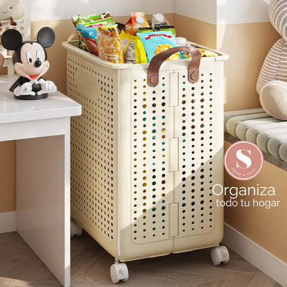 Cesta Plegable con Ruedas y Asas