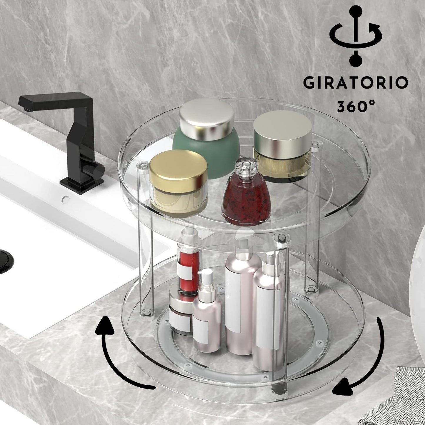 Organizador giratorio de 2 niveles para baño