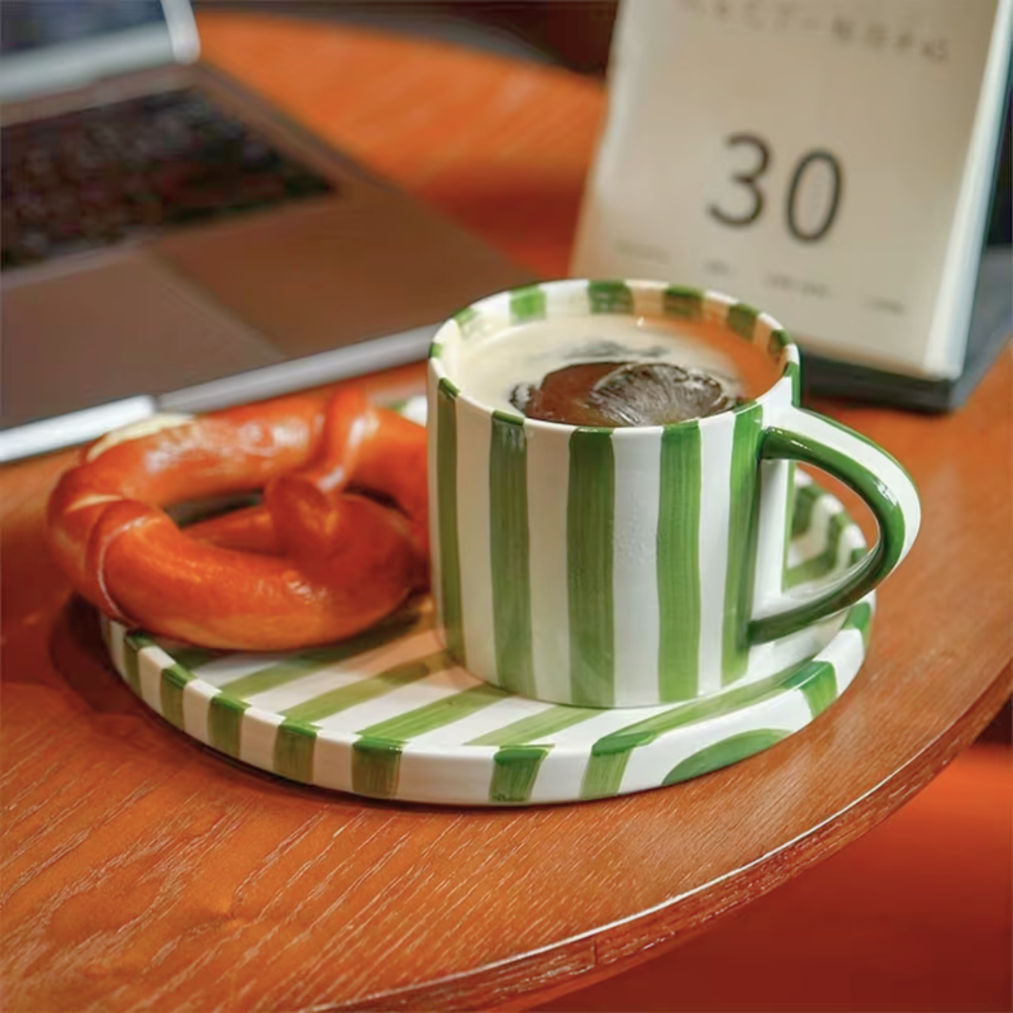 PREVENTA - Set de Platos y Tazas Rayas Vintage Verde 3 un