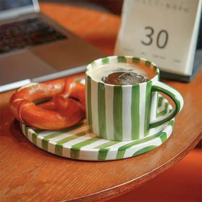 PREVENTA - Set de Platos y Tazas Rayas Vintage Verde 3 un