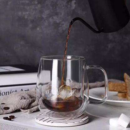 Set 2 Tazas Doble Pared Vidrio 350 ml