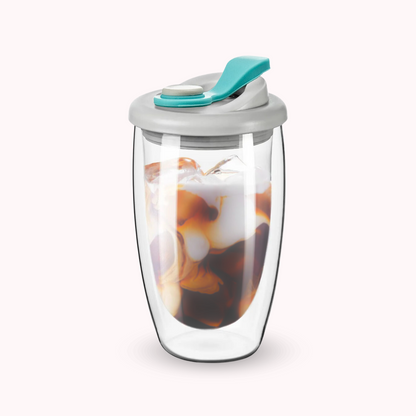 Mug Doble Fondo Hermético 450ml Turquesa