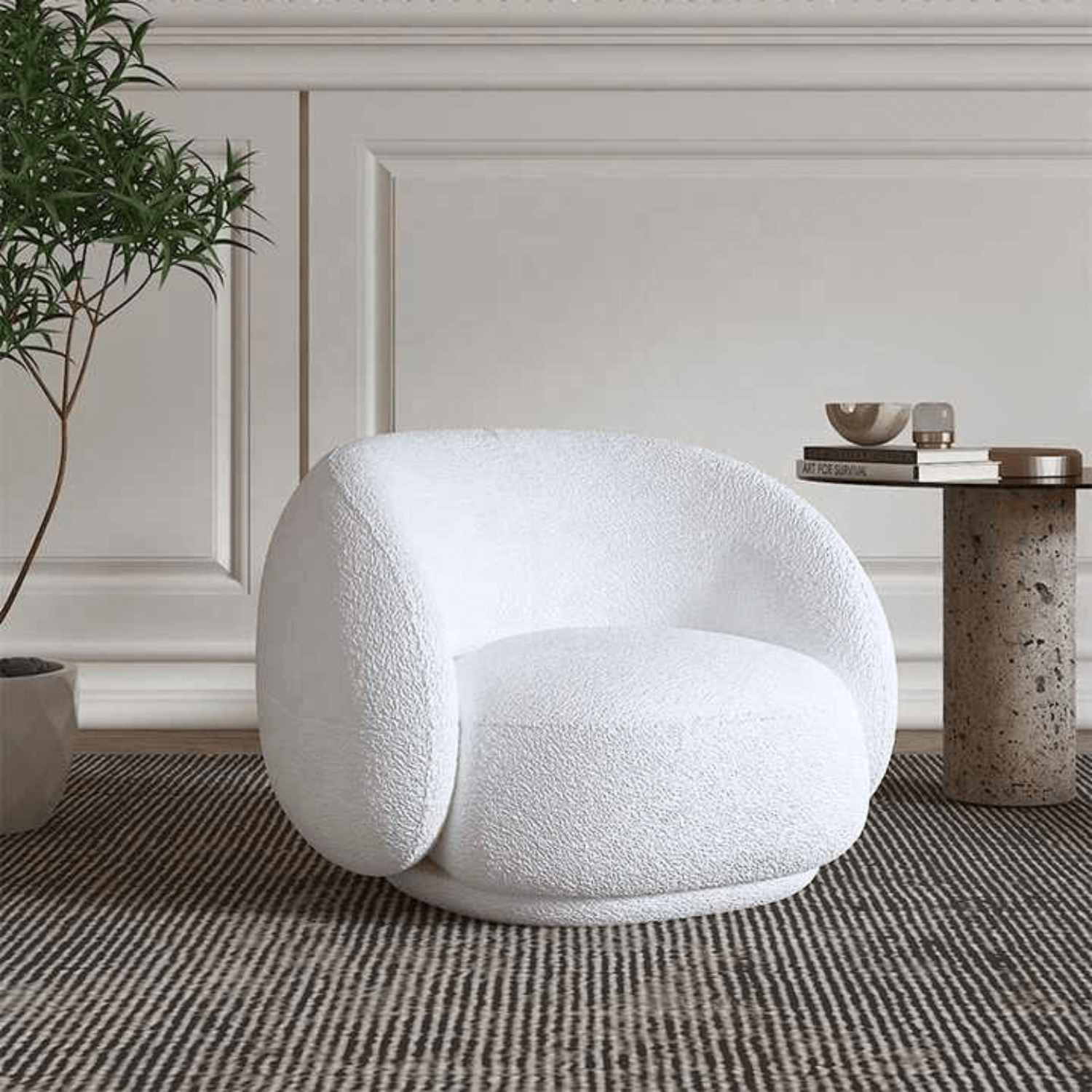 Sillón Individual Blanco Estilo Minimalista Blanco