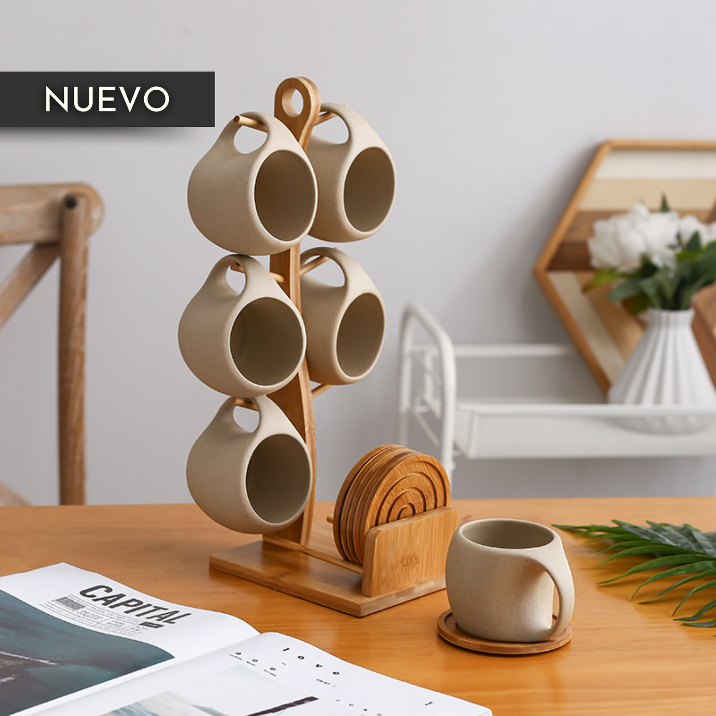 Juego de 6 Tazas Nórdico con Soporte