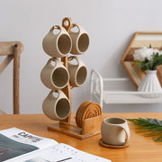 Set de 6 Tazas Y Soporte Vertical Con Posa Vasos