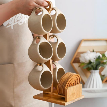 Set de 6 Tazas Y Soporte Vertical Con Posa Vasos