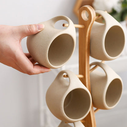 Set de 6 Tazas Y Soporte Vertical Con Posa Vasos