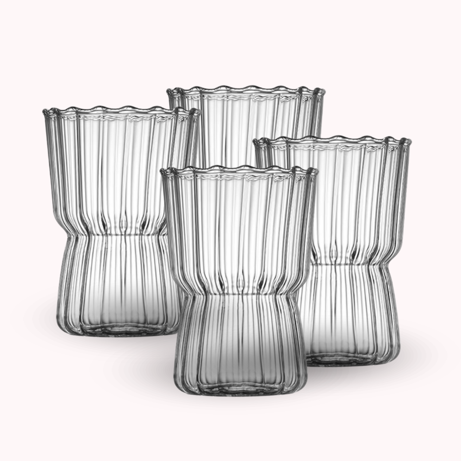Set 4 Vasos Estriados Medianos 250ml