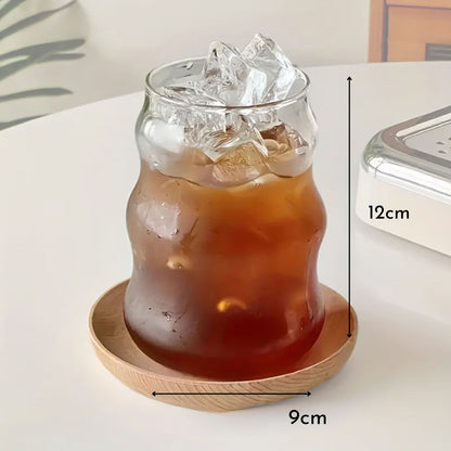 Set 4 Vasos Vidrio Diseño Ondas con Bombilla 510ml