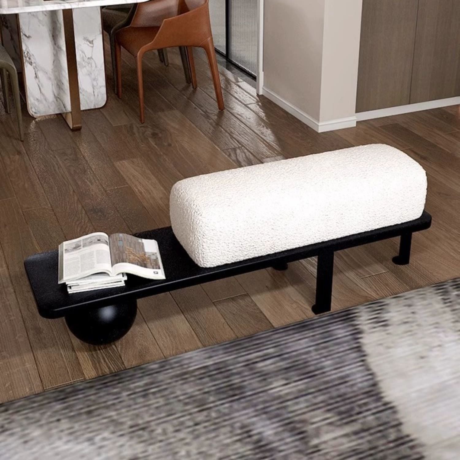PREVENTA - Taburete Moderno Madera Maciza Negro Ovalado
