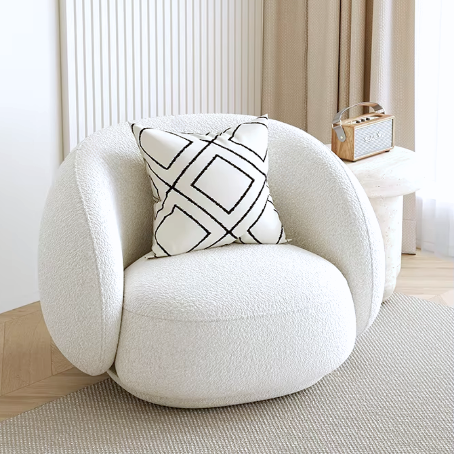 Sillón Individual Blanco Estilo Minimalista Blanco