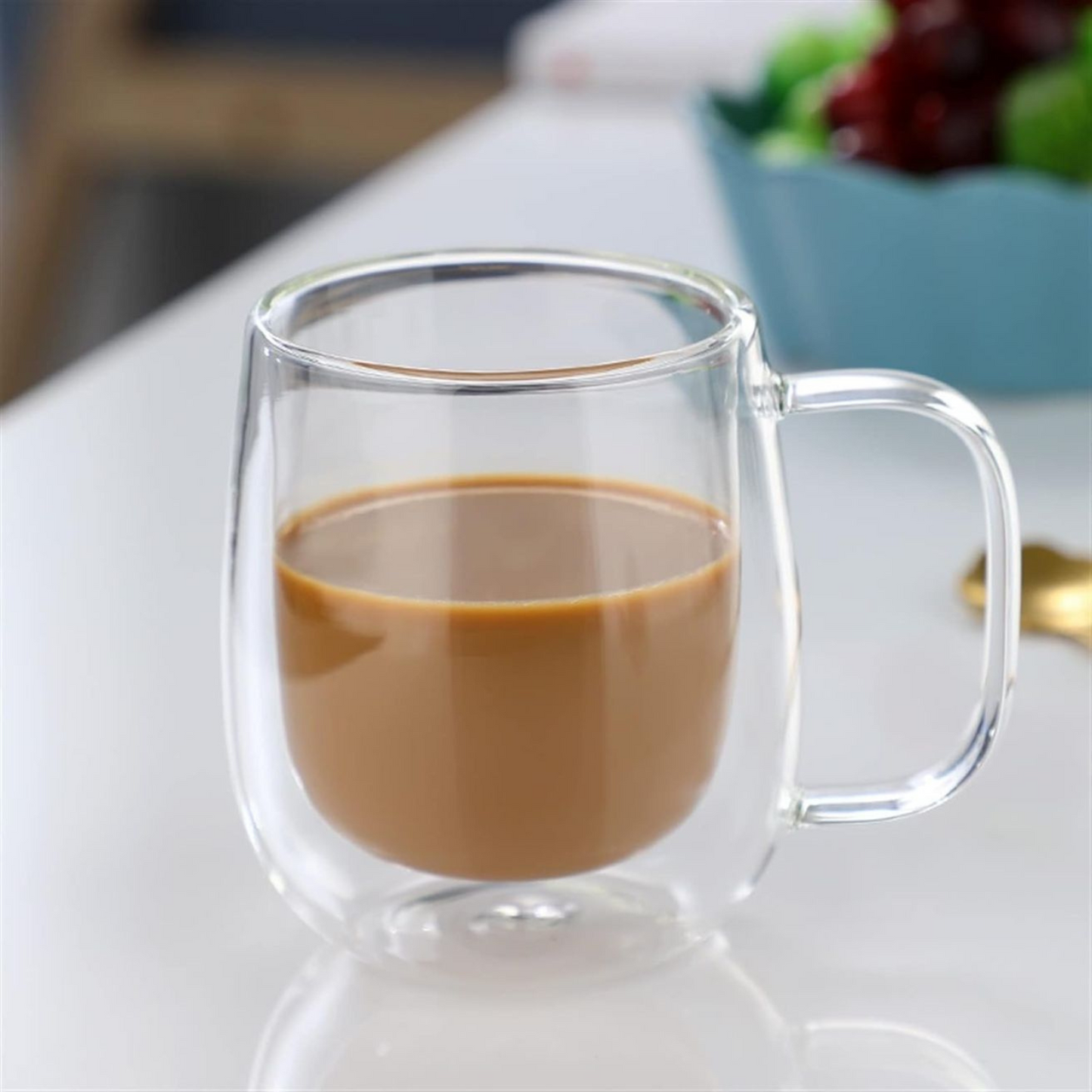 Set 2 Tazas Doble Pared Vidrio 350 ml