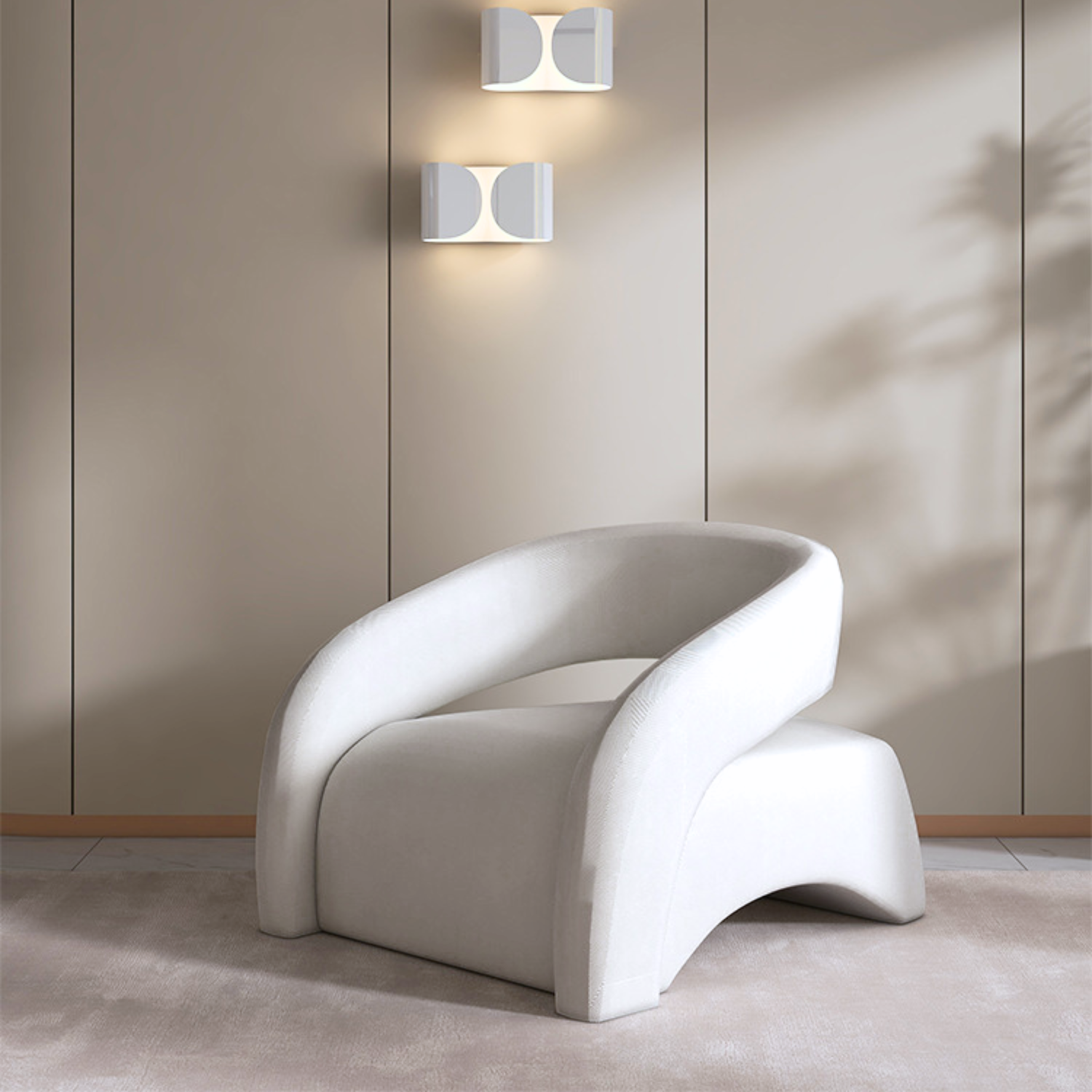 Poltrona Sitial Tipo Sillón Blanco Textura Moderno Tela