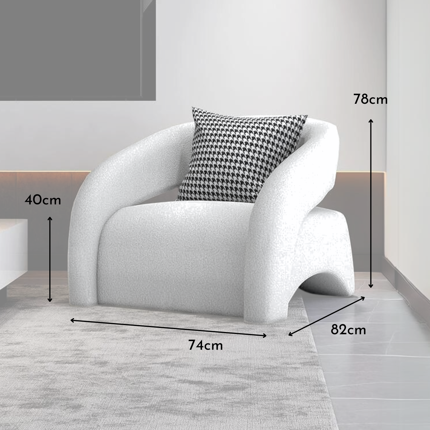 Poltrona Sitial Tipo Sillón Blanco Textura Moderno Tela
