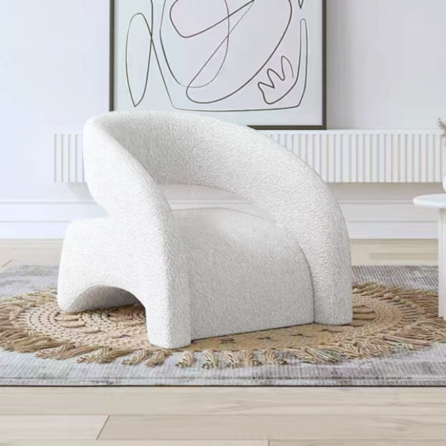 Poltrona Sitial Tipo Sillón Blanco Textura Moderno Tela