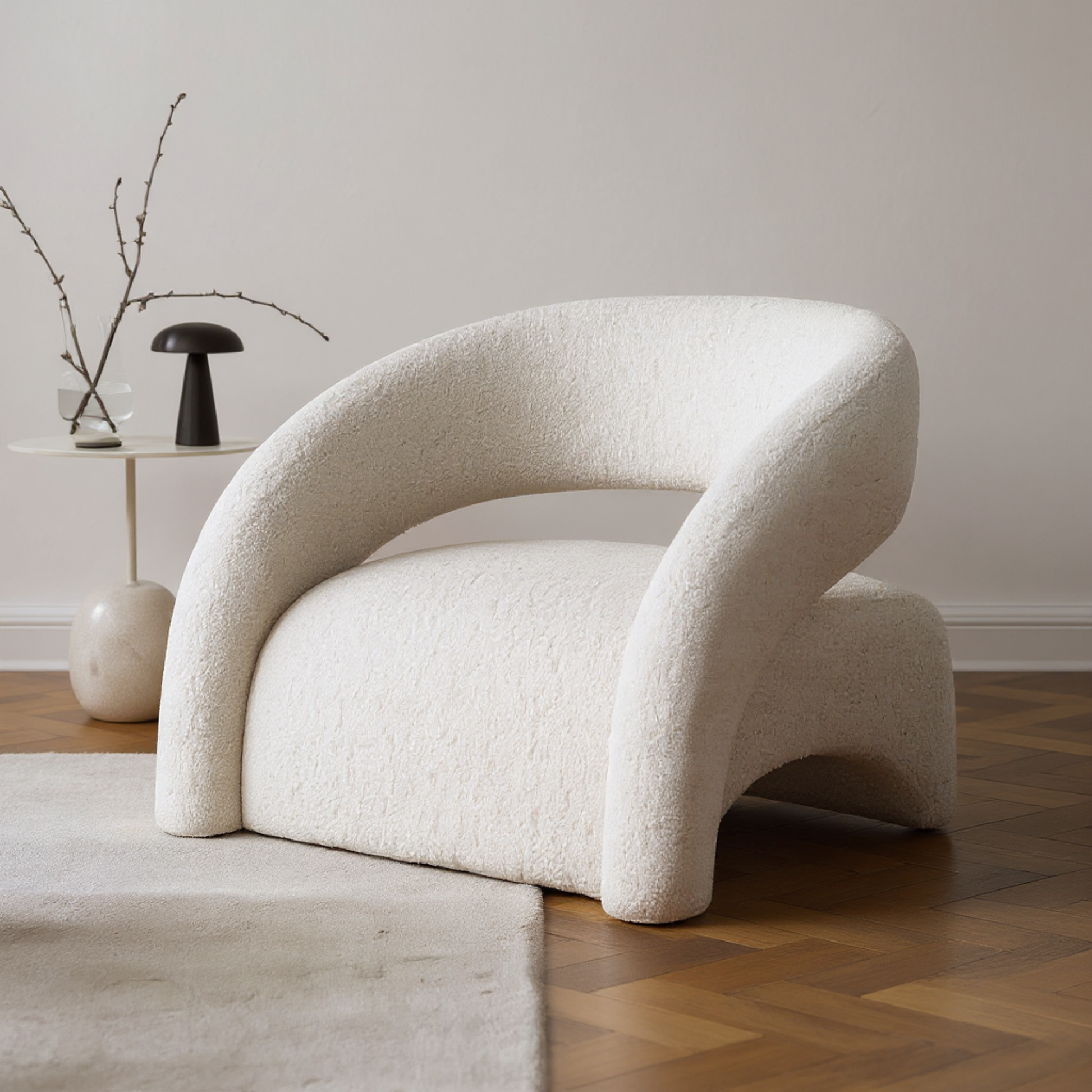 Poltrona Sitial Tipo Sillón Blanco Textura Moderno Tela