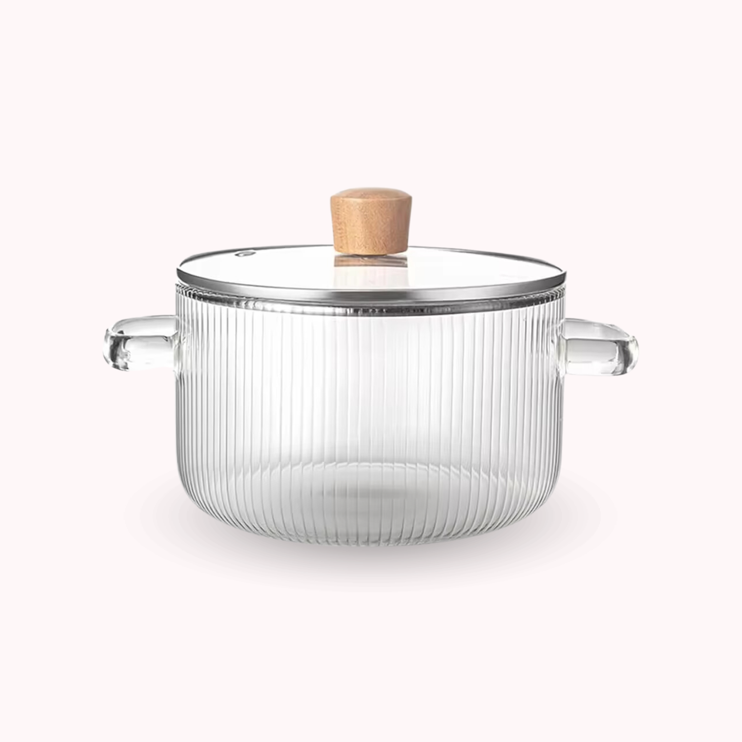 Olla de Vidrio Perilla Madera Minimalista