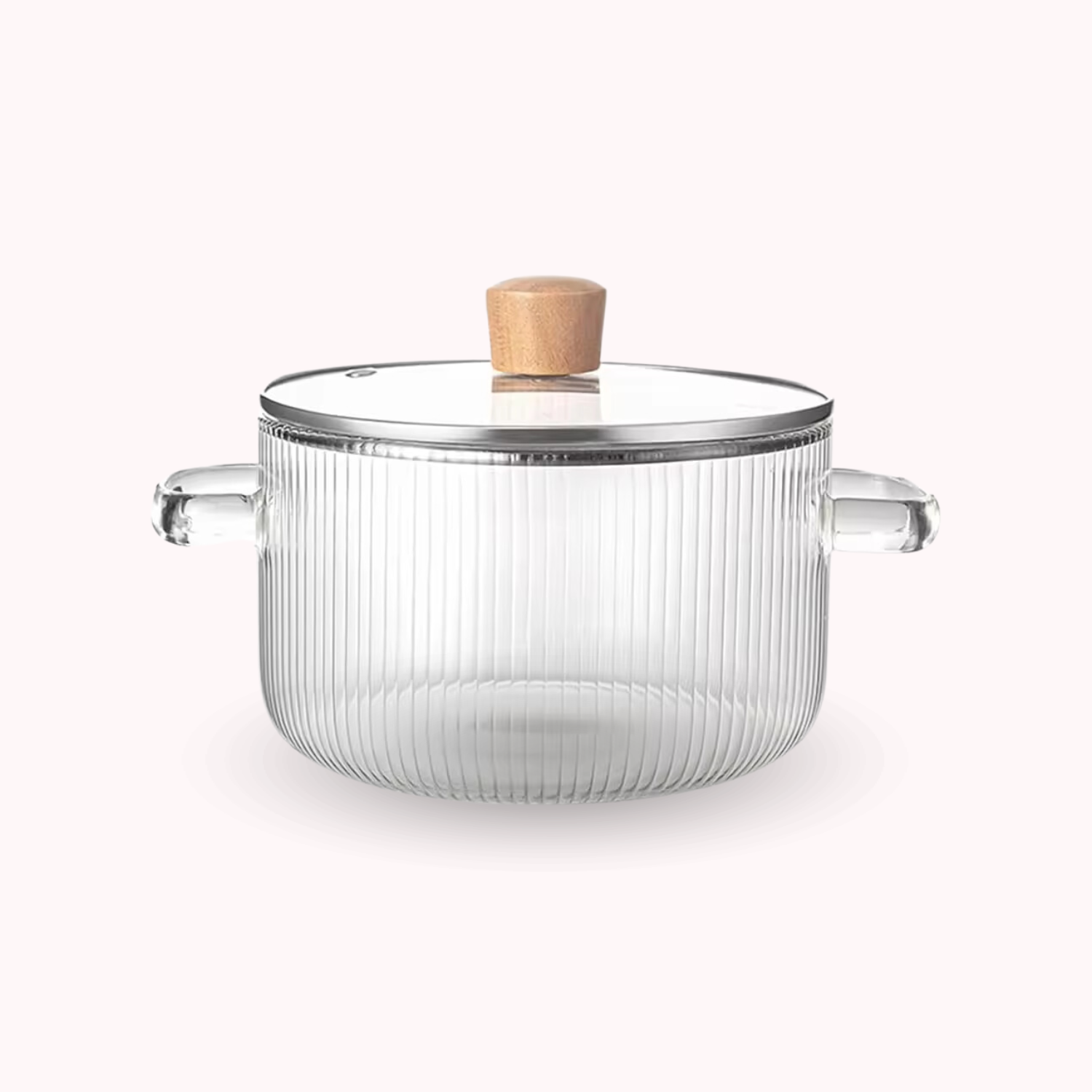 Olla de Vidrio Perilla Madera Minimalista