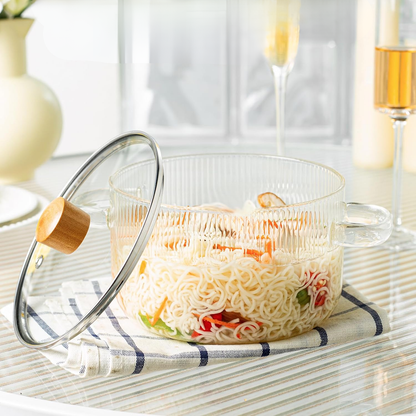 Olla de Vidrio Perilla Madera Minimalista