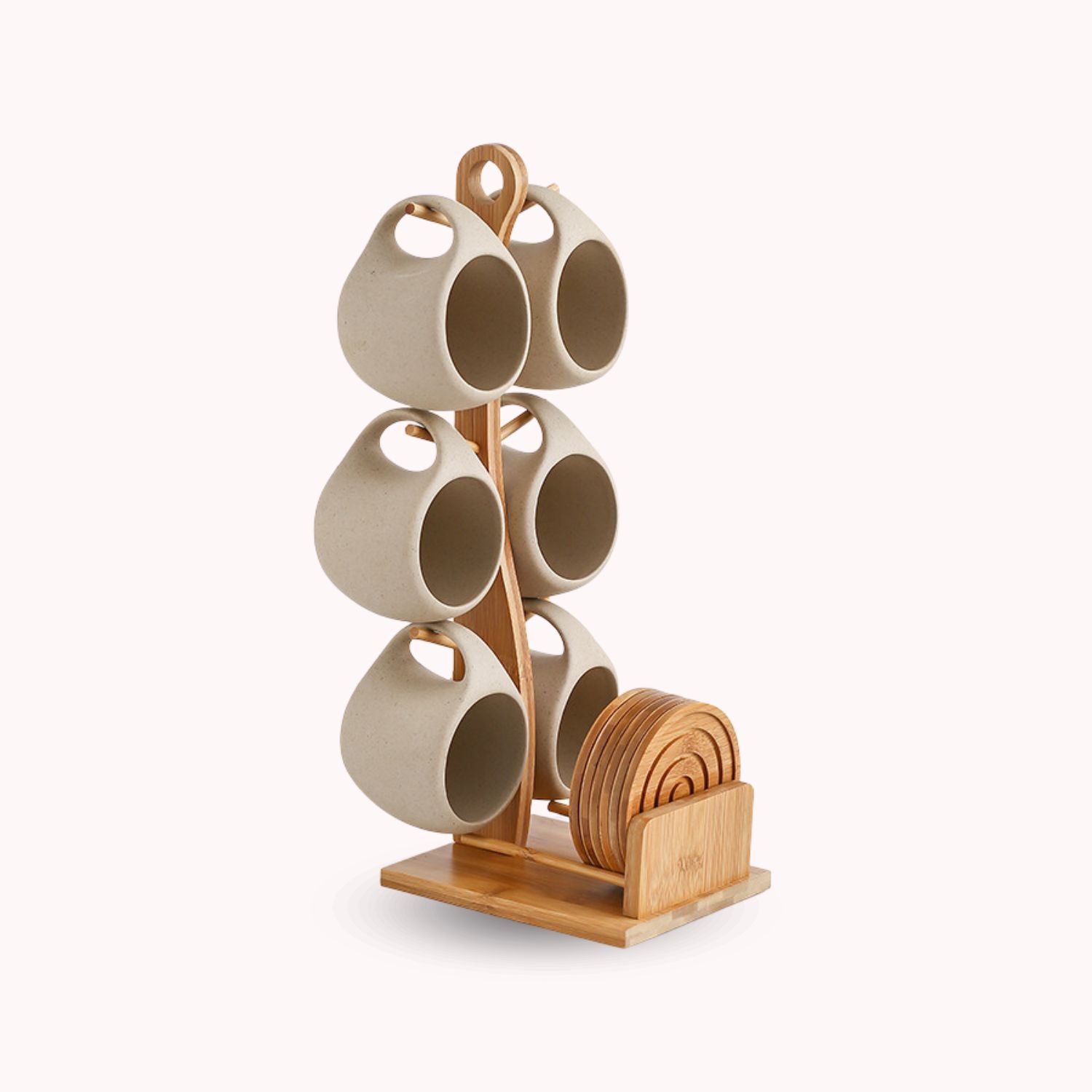 Set de 6 Tazas Y Soporte Vertical Con Posa Vasos