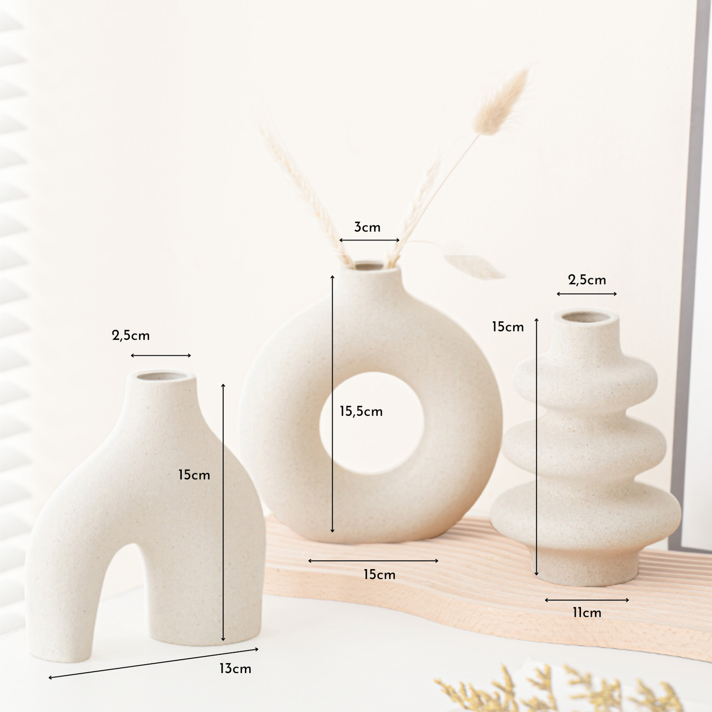 Set 3 Floreros Cerámica Nórdicos