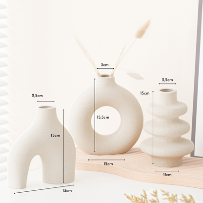 Set 3 Floreros Cerámica Nórdicos