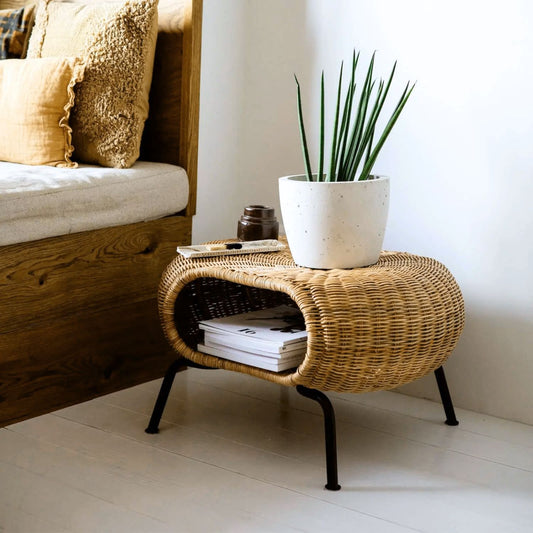 Mesa Otomana Apoyapiés Rattan Minimalista