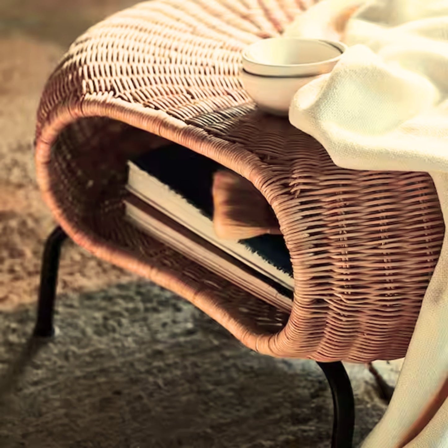 Mesa Otomana Apoyapiés Rattan Minimalista