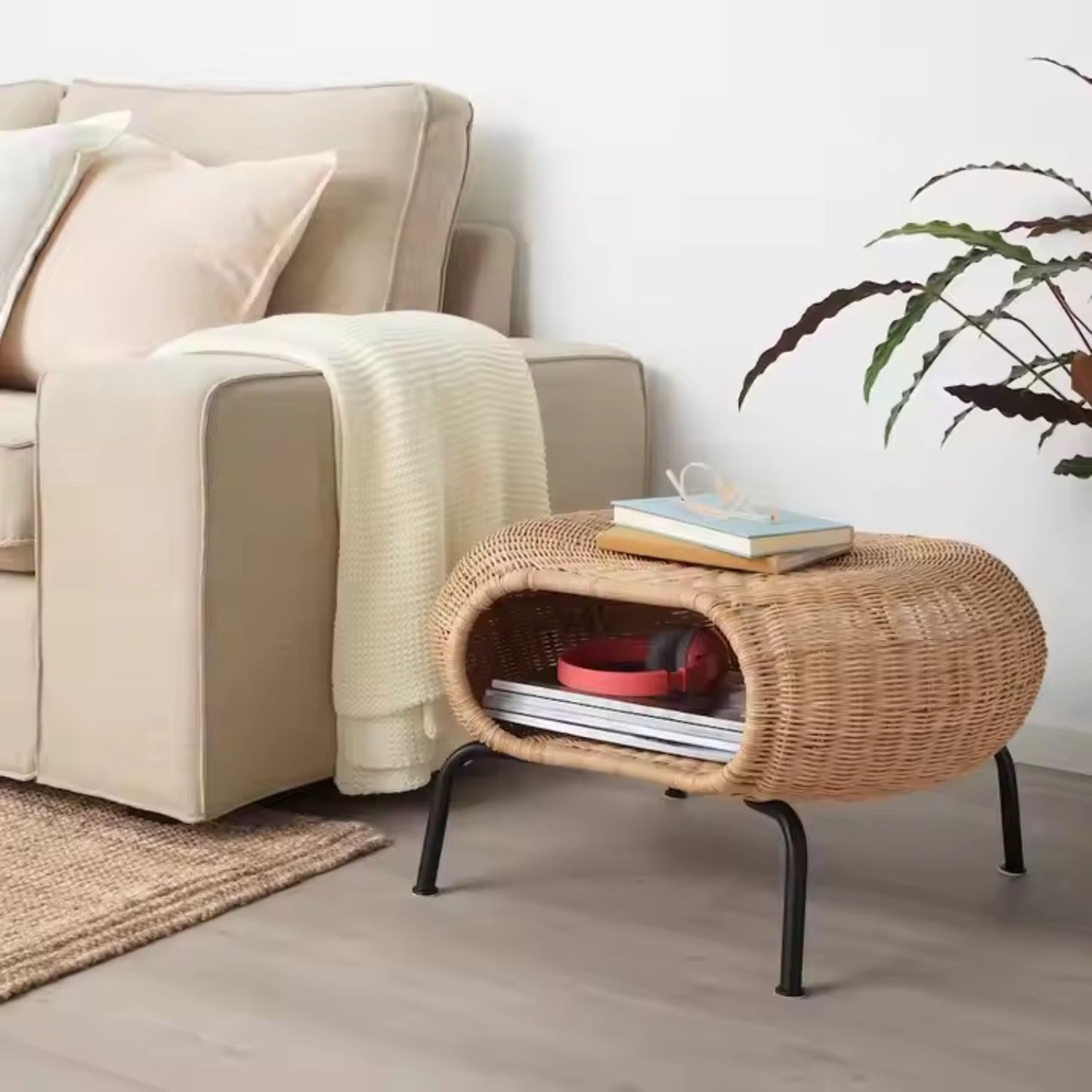 Mesa Otomana Apoyapiés Rattan Minimalista