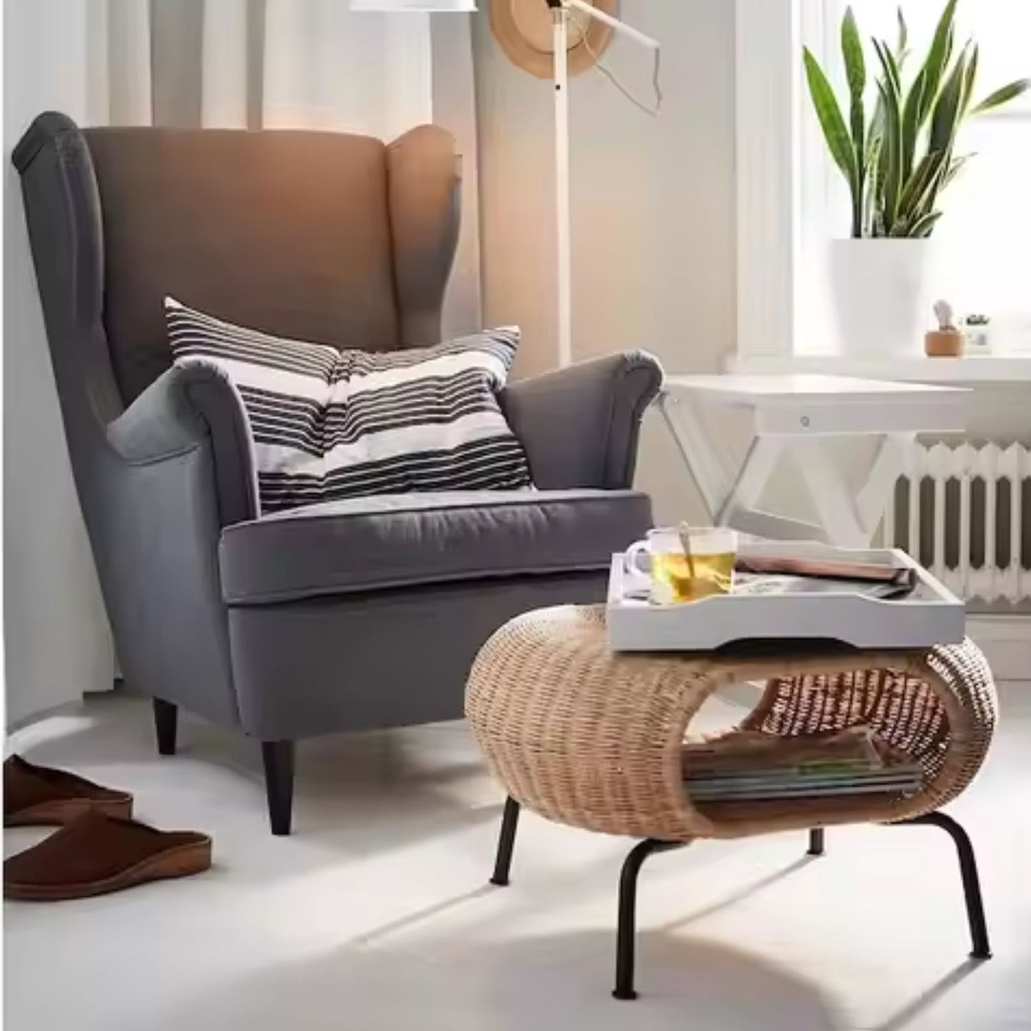 Mesa Otomana Apoyapiés Rattan Minimalista