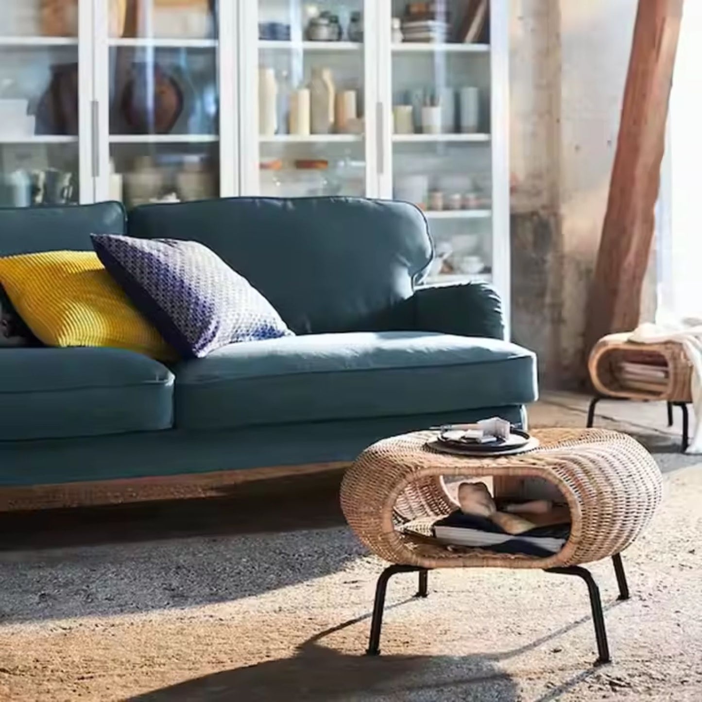 Mesa Otomana Apoyapiés Rattan Minimalista