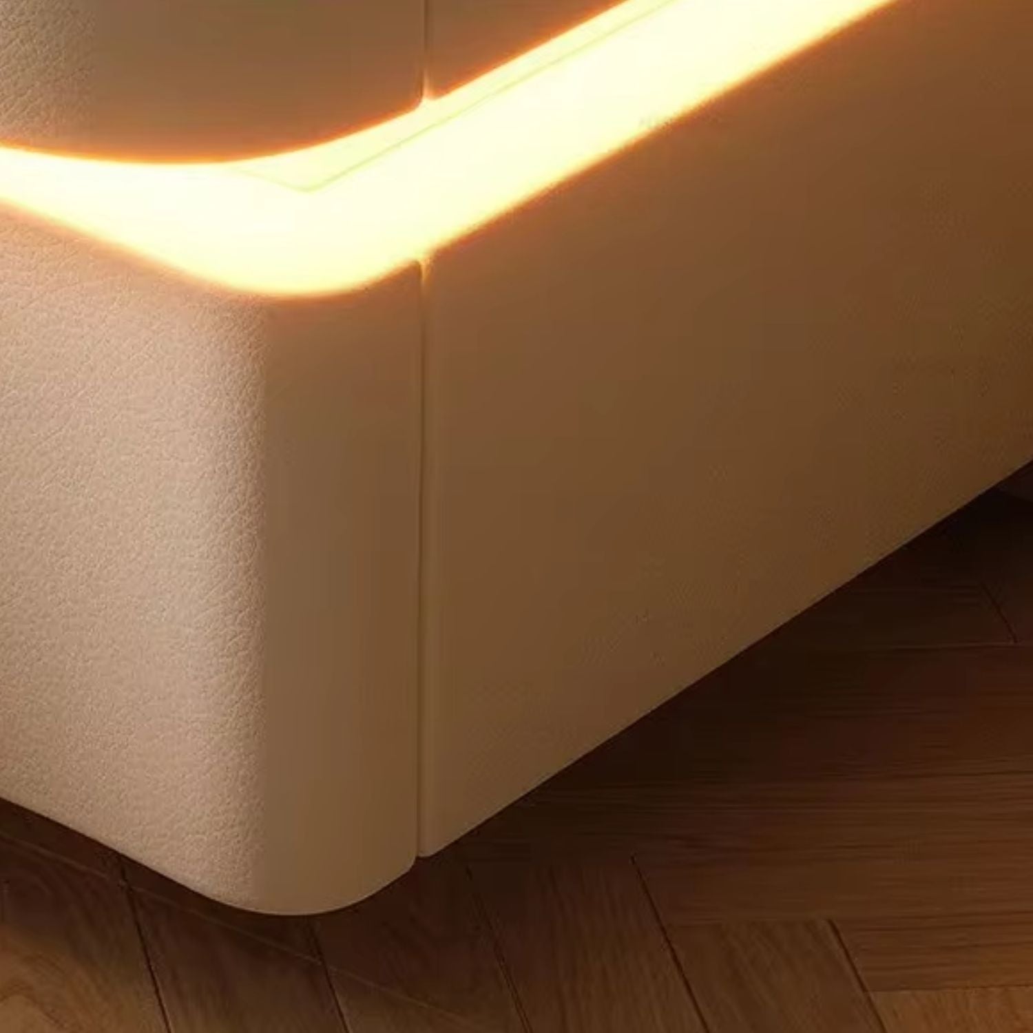 Velador Doble Cajón Con Luz Led Crema