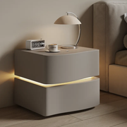 Velador Doble Cajón Con Luz Led Gris
