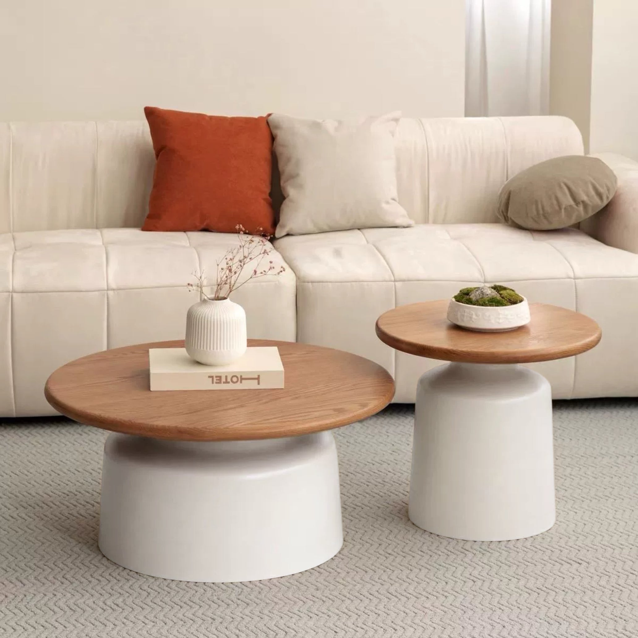 Mesa de Centro Estilo Nórdico Doble Oval