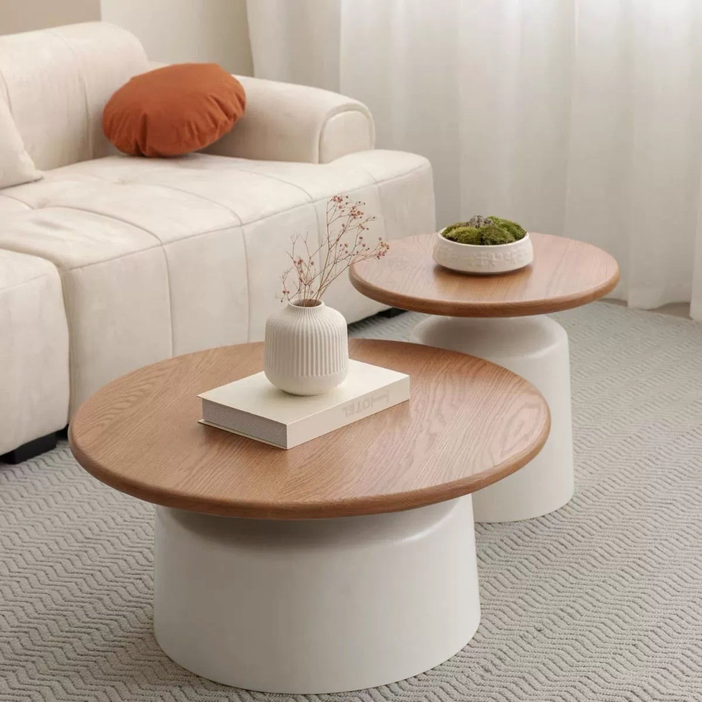 Mesa de Centro Estilo Nórdico Doble Oval