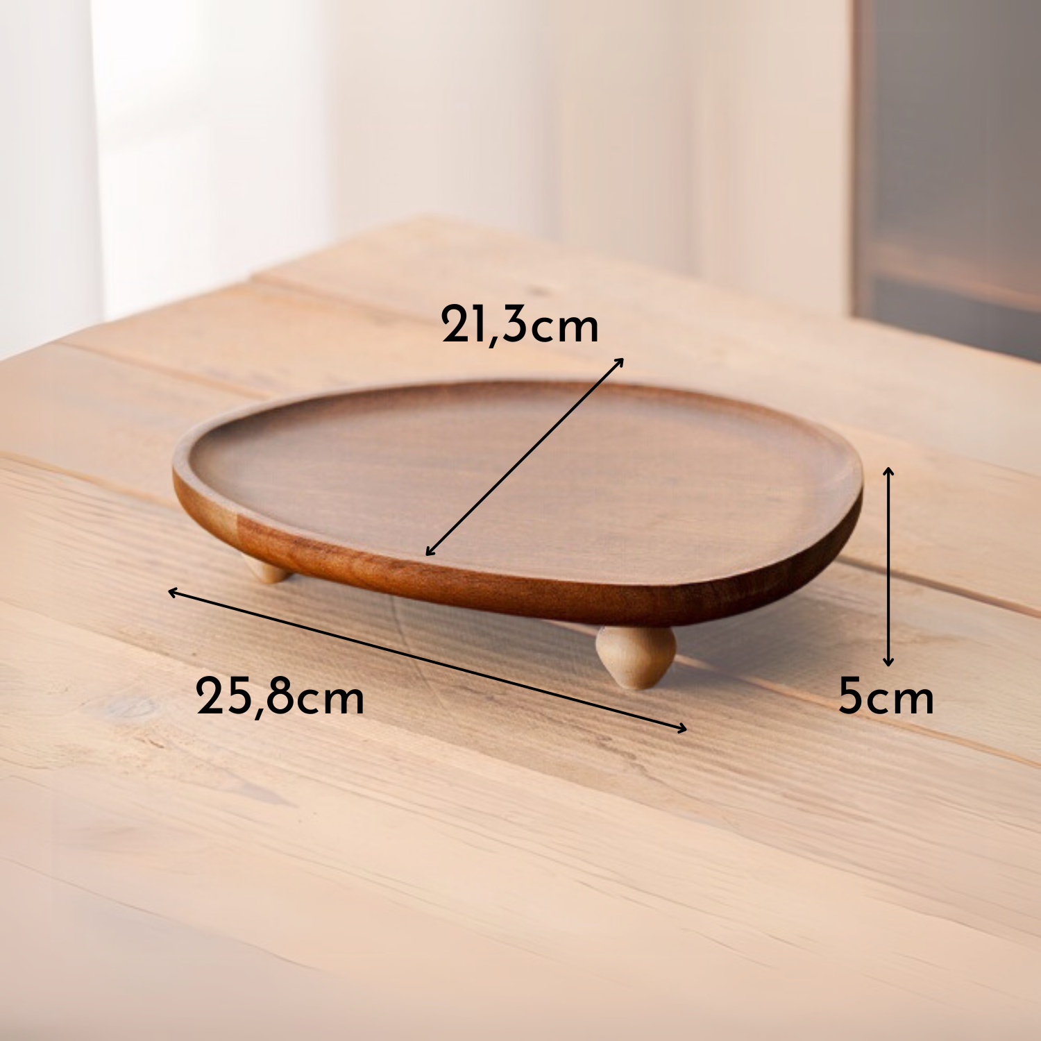Bandeja de Madera Acacia Estilo Rústico con Patas
