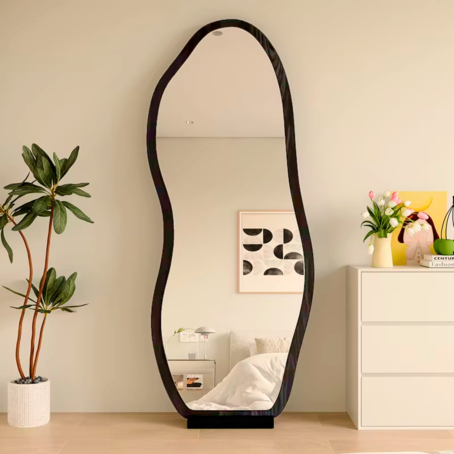 PREVENTA - Espejo Irregular Cuerpo Entero Ébano Negro 170x70cm