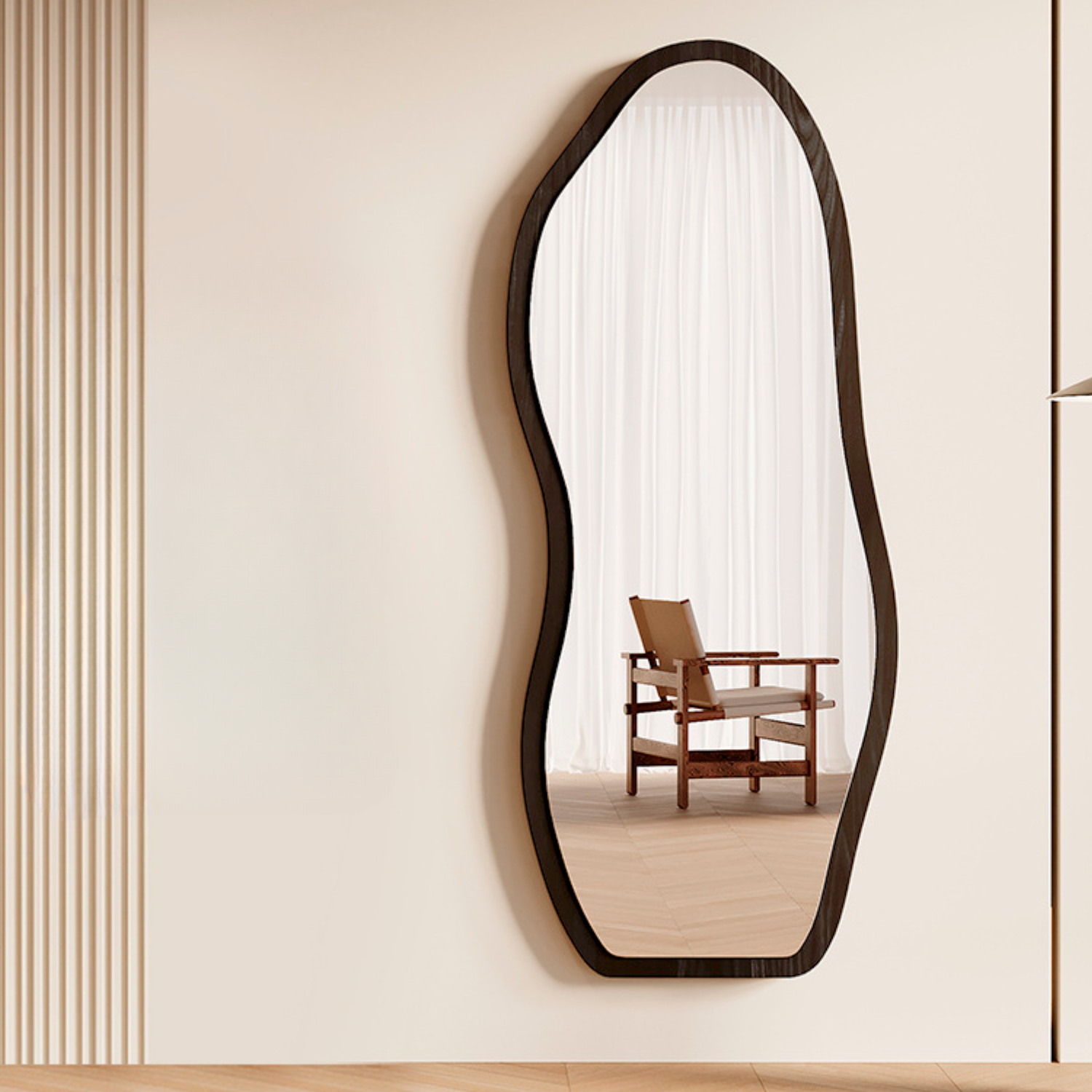PREVENTA - Espejo Irregular Cuerpo Entero Ébano Negro 170x70cm