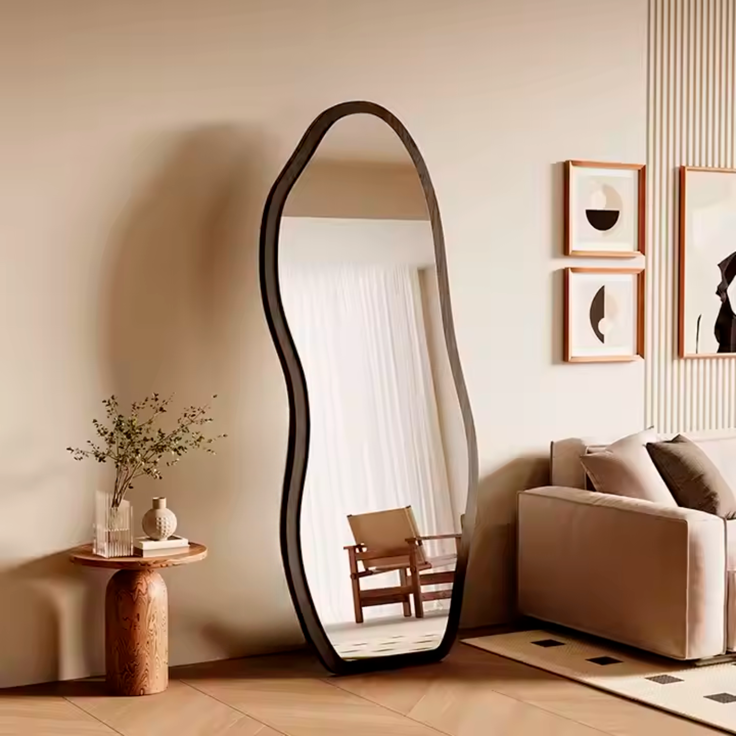 PREVENTA - Espejo Irregular Cuerpo Entero Ébano Negro 170x70cm